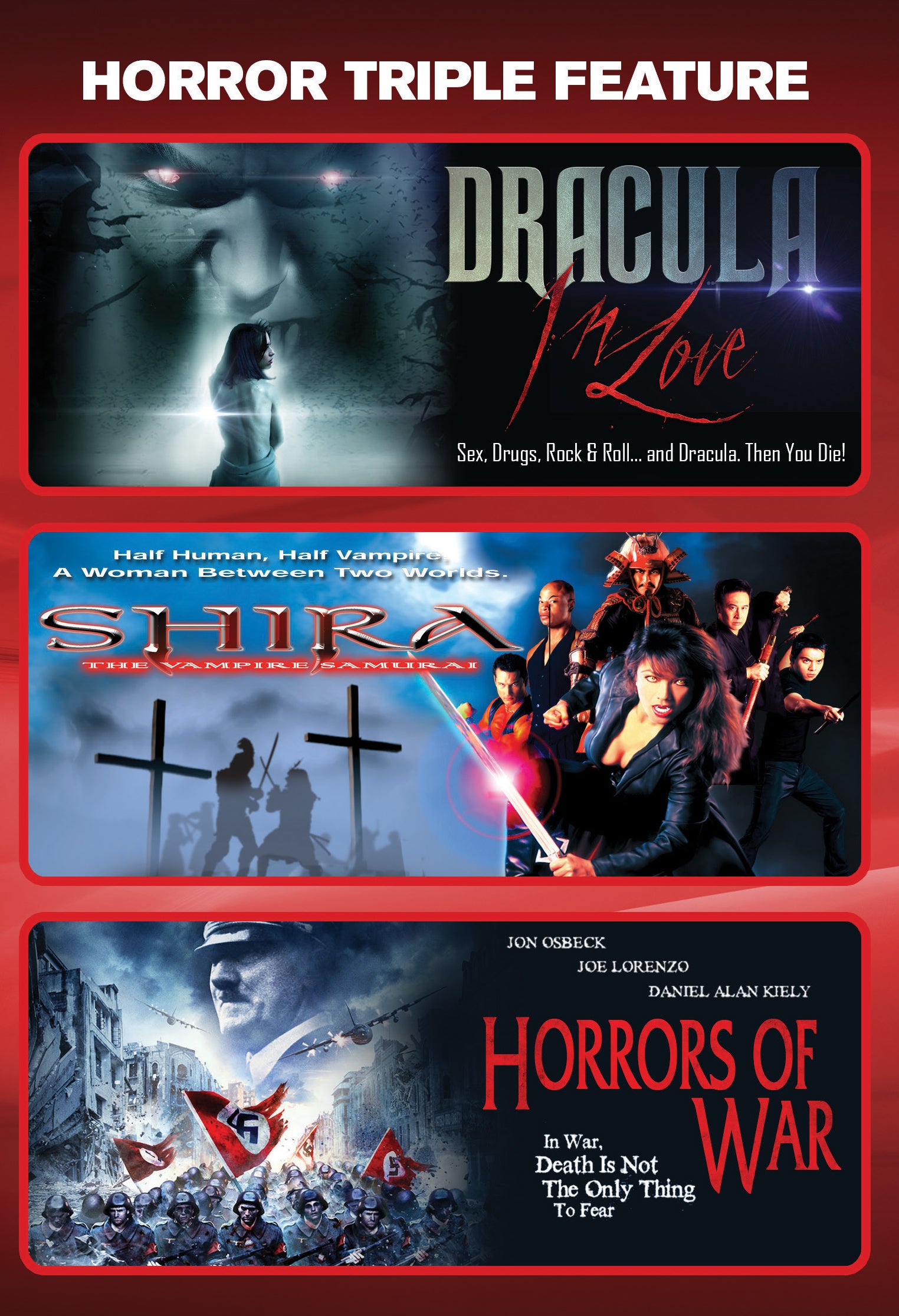 DRACULA IN LOVE / SHIRA: THE VAMPIRE SAMURAI / HORRORS OF WAR DVD