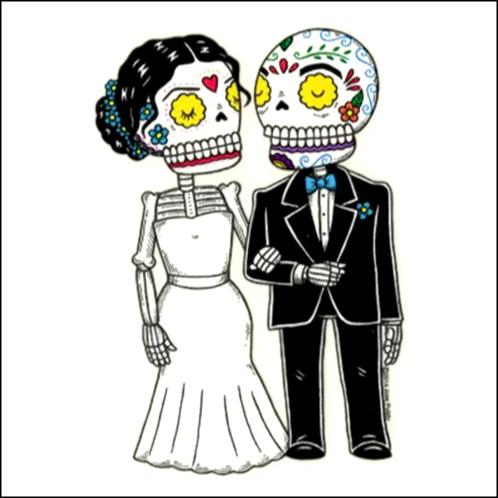 DAY OF THE DEAD BRIDE AND GROOM STICKER