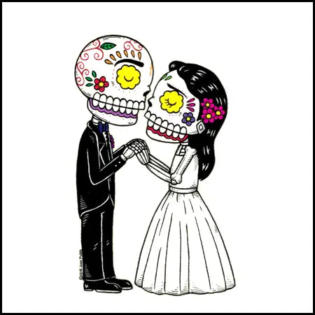 DAY OF THE DEAD BRIDE AND GROOM STICKER