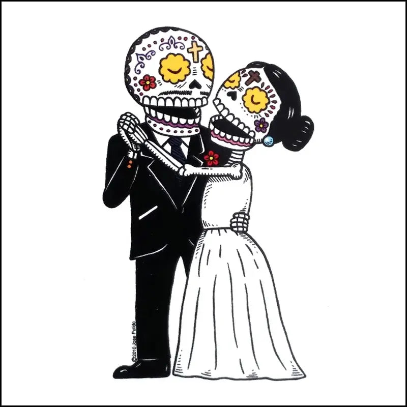 DAY OF THE DEAD BRIDE AND GROOM STICKER