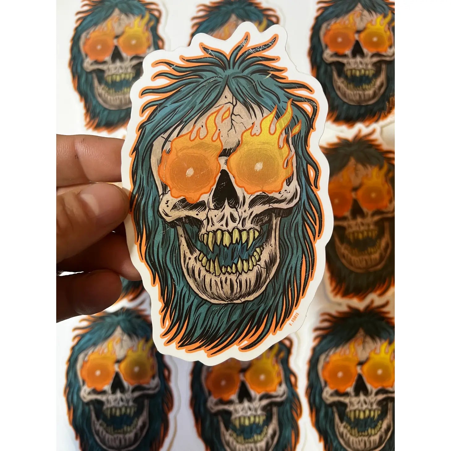 FLAMING SKULL STICKER