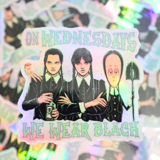 HOLOGRAPHIC WE WEAR BLACK STICKER